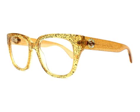 gucci gold metal prescription glasses|Gucci clear and gold glasses.